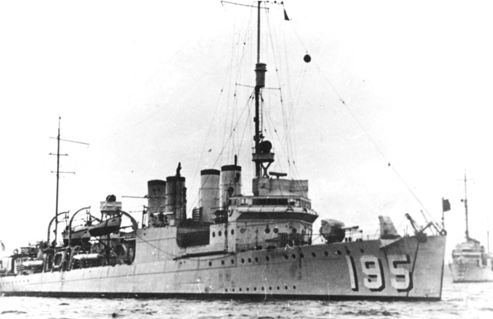 USS Welborn C. Wood (DD-195) at anchor before World War II