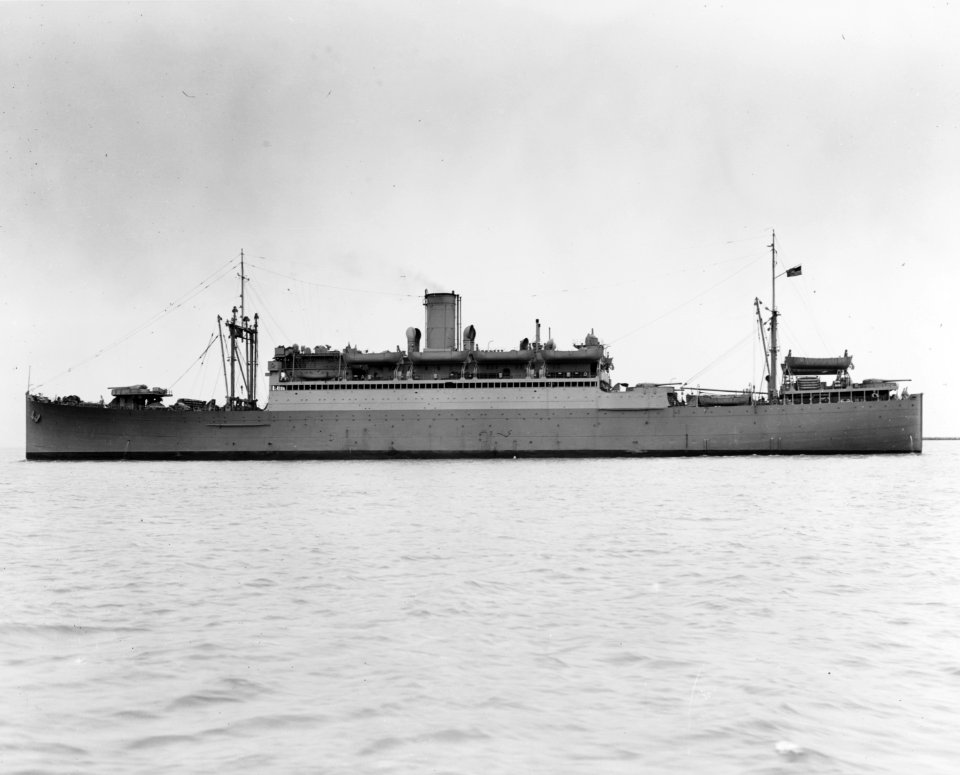 USS Wharton (AP-7) off the Mare Island Naval Shipyard on 6 January 1942 (19-N-26645)