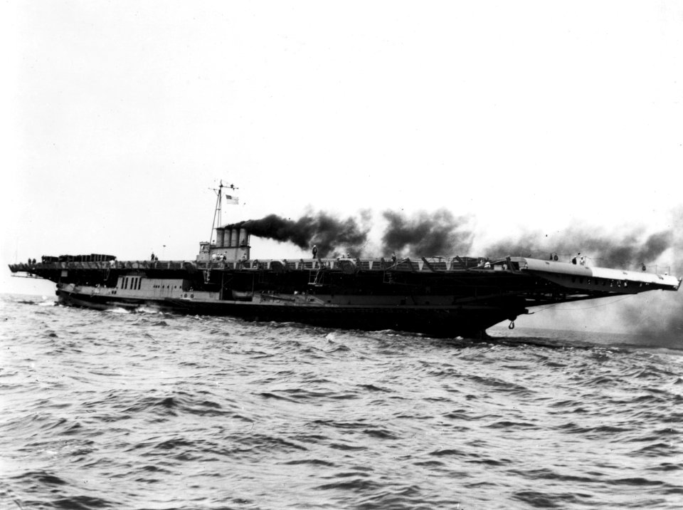 USS Wolverine (IX-64) underway during trials on 9 August 1942 (80-G-14909)