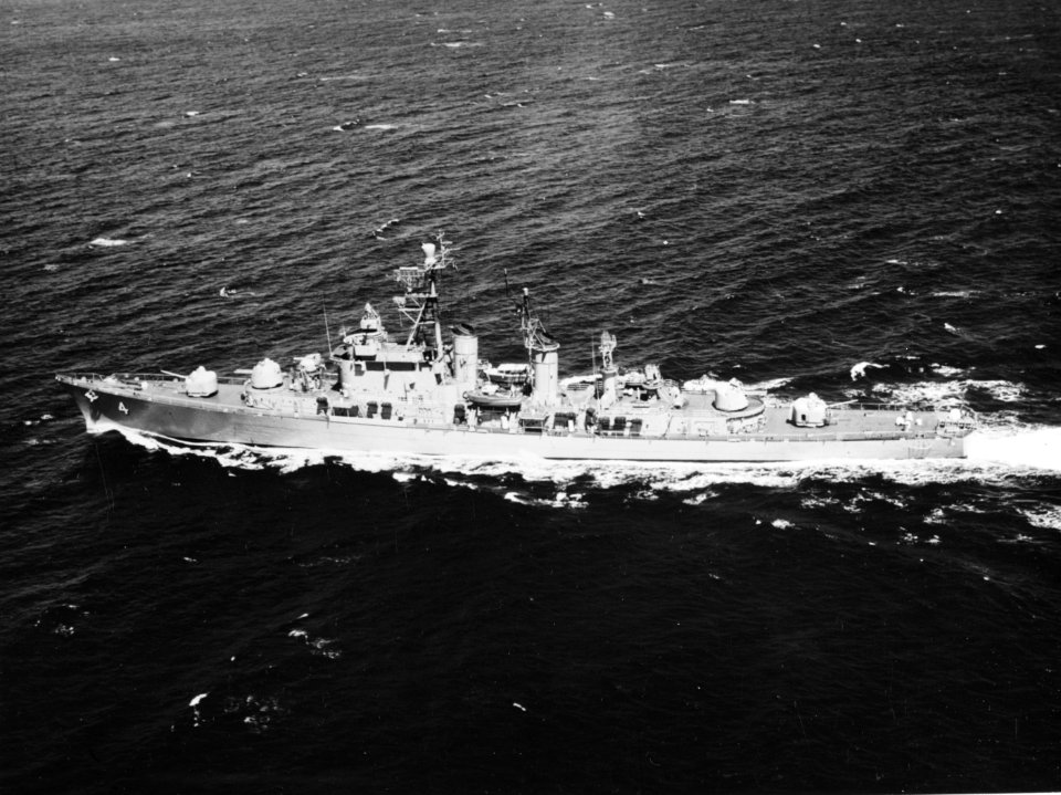 USS Willis A. Lee (DL-4) underway at sea, circa in the later 1950s (K-20709)