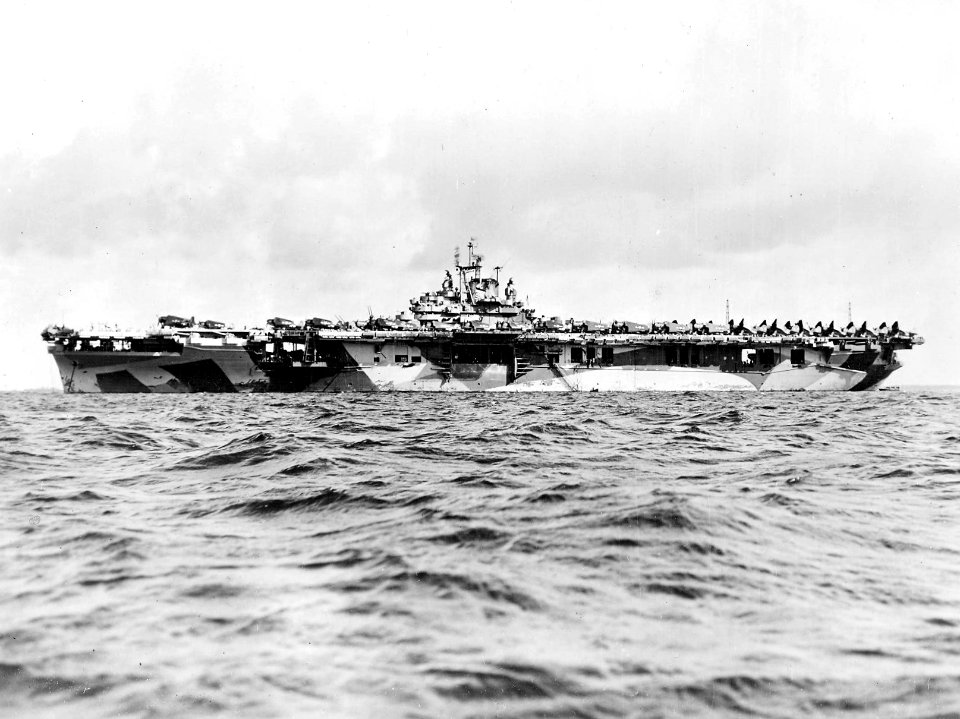 USS Yorktown (CV-10) at anchor in Majuro Atoll on 5 June 1944 (NNAM.1996.488.243.033)