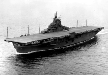 USS Yorktown (CV-10) underway at sea on 27 April 1943 (NNAM.1996.488.243.062)