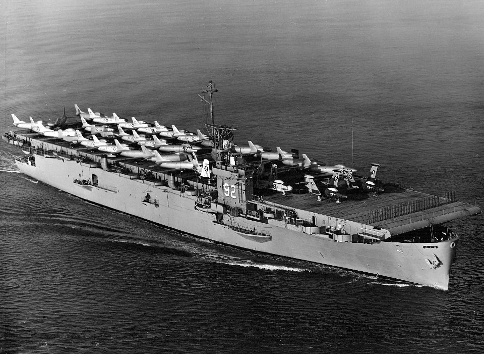 USS Windham Bay (CVE-92) transporting F-86s 1950s