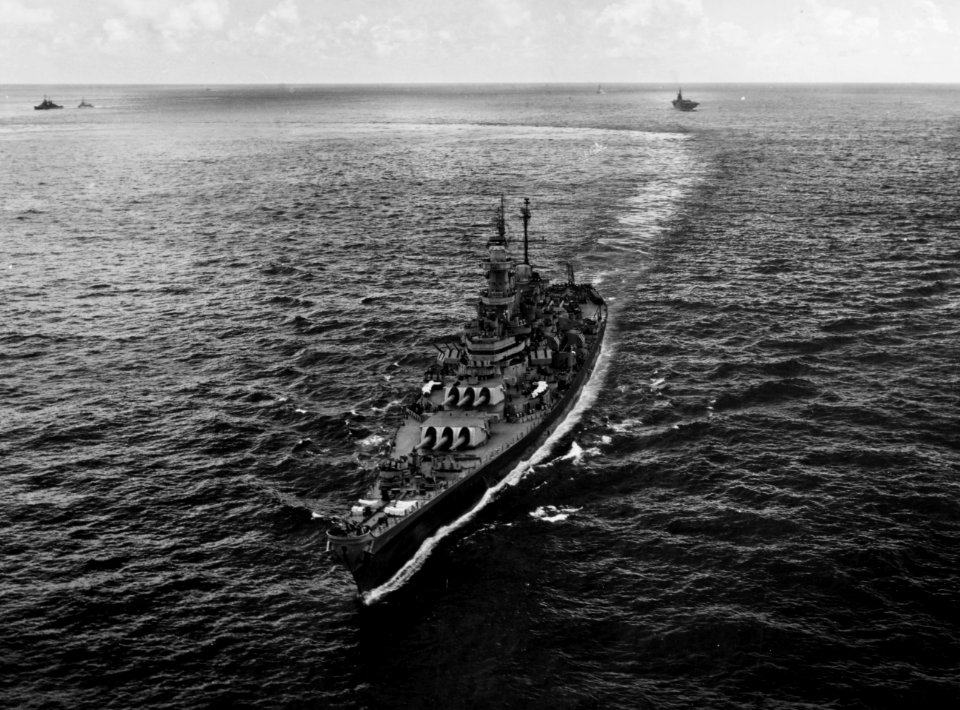USS Wisconsin (BB-64) operating off the coast of Japan on 17 August 1945 (80-G-278816)