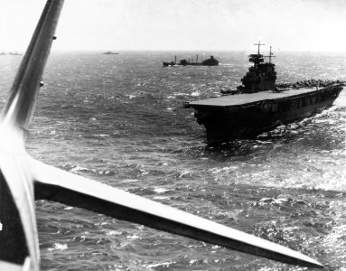 USS Yorktown (CV-5) during the Battle of the Coral Sea, April 1942