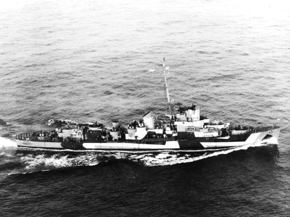 USS Wyffels (DE-6) underway east of Cape Cod on 6 September 1944 (80-G-280022)