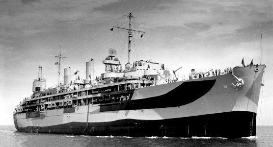 USS Yosemite (AD-19) underway off Tampa, Florda (USA), circa in May 1944 (19-LCM-AD19-4)