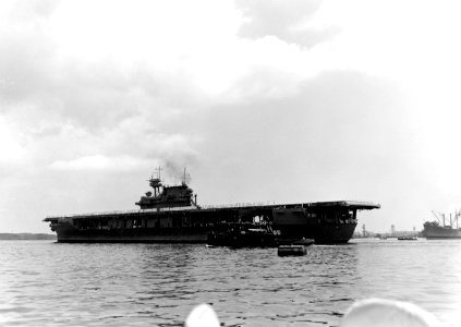 USS Yorktown (CV-5) entering Pearl Harbor May 1942