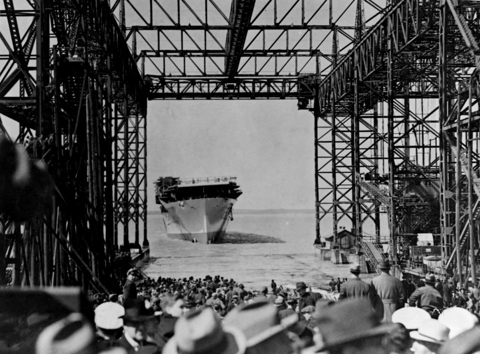 USS Yorktown (CV-5) just after launching, 4 April 1936