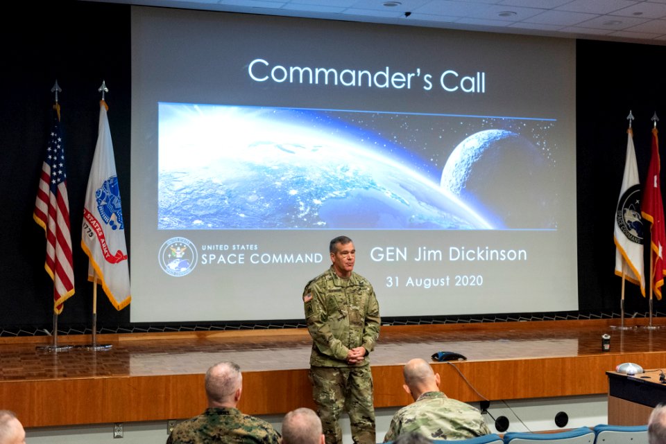 USSPACECOM command team addresses staff in first Commander's Call (1)