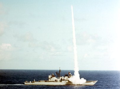 USS YORKTOWN firing an RIM-66 Standard