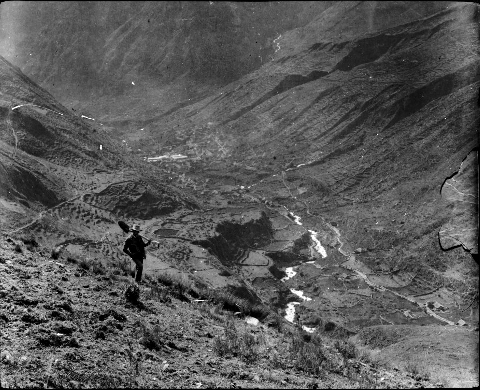 Utsikt över dalen med dess odlingsterrasser. Quiaca-dalen, Sydamerika. Peru - SMVK - 002464