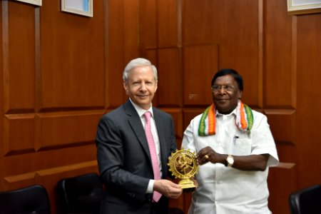 V. Narayanasamy with Ambassador Kenneth I. Juster