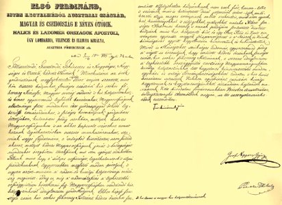 V. Ferdinánd leirata Istán fhcg. helytartói kinevezéséről 1847