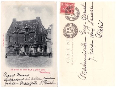 VALENCIENNES Maison du Prévôt XIIIe siècle, carte postale, voyagée 1902