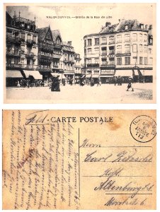 VALENCIENNES entrée de la rue de Lille, courrier d'un soldat allemand durant la 1ère Guerre Mondiale 1915. Feldpost karte
