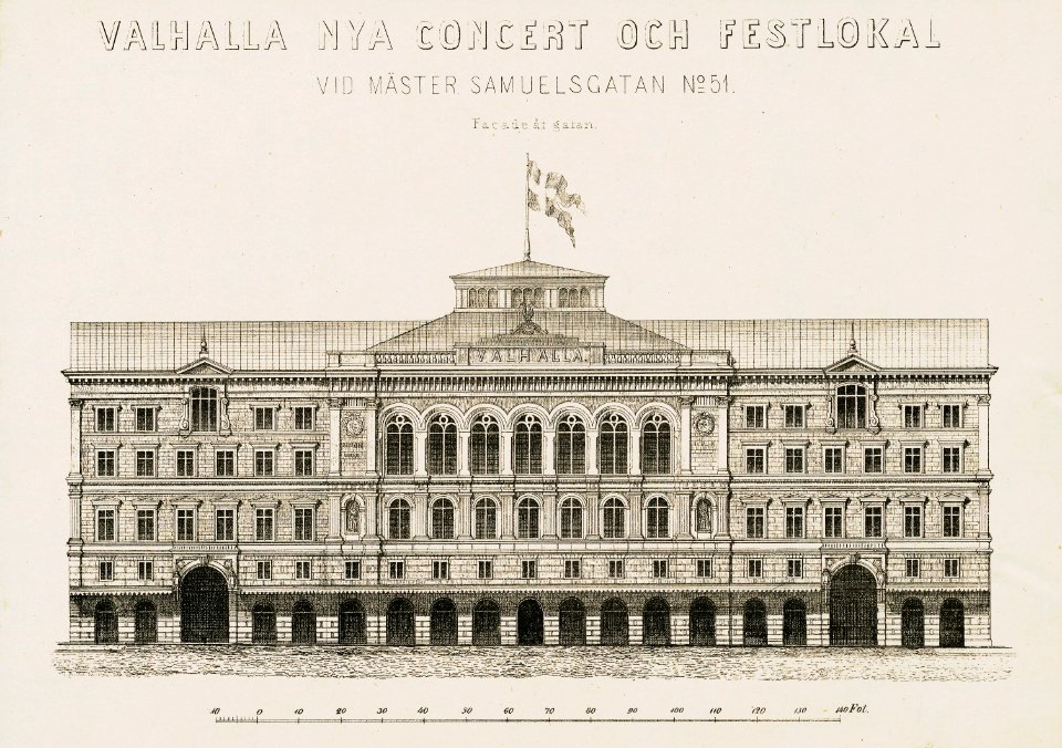 Valhalla Nya Concert och Festlokal ritning 1866