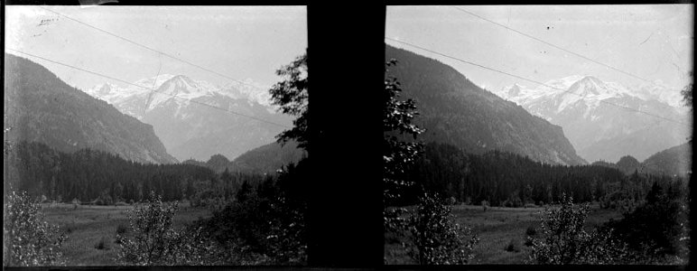 Vall coberta de boscos i al fons els Alps nevats (AFCEC MORELLO X 090) photo