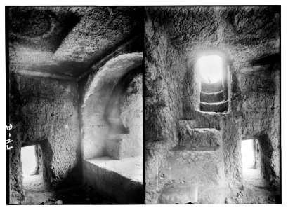 Valleys of Jehoshaphat and Hinnom (Jerusalem). Stairway in Absalom's Pillar; (Another view inside Absalom's Pillar). LOC matpc.05465