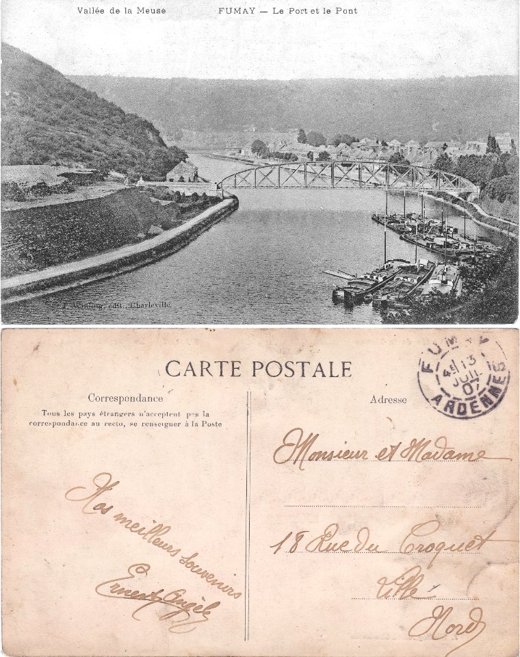 Vallée de la Meuse – Fumay — Le Port et le Pont vº-rº