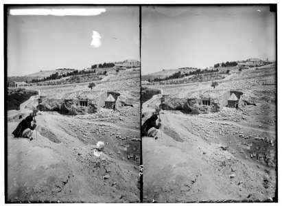 Valleys of Jehoshaphat and Hinnom. Absalom's Pillar and tombs of St. James and Zacharias. LOC matpc.00933