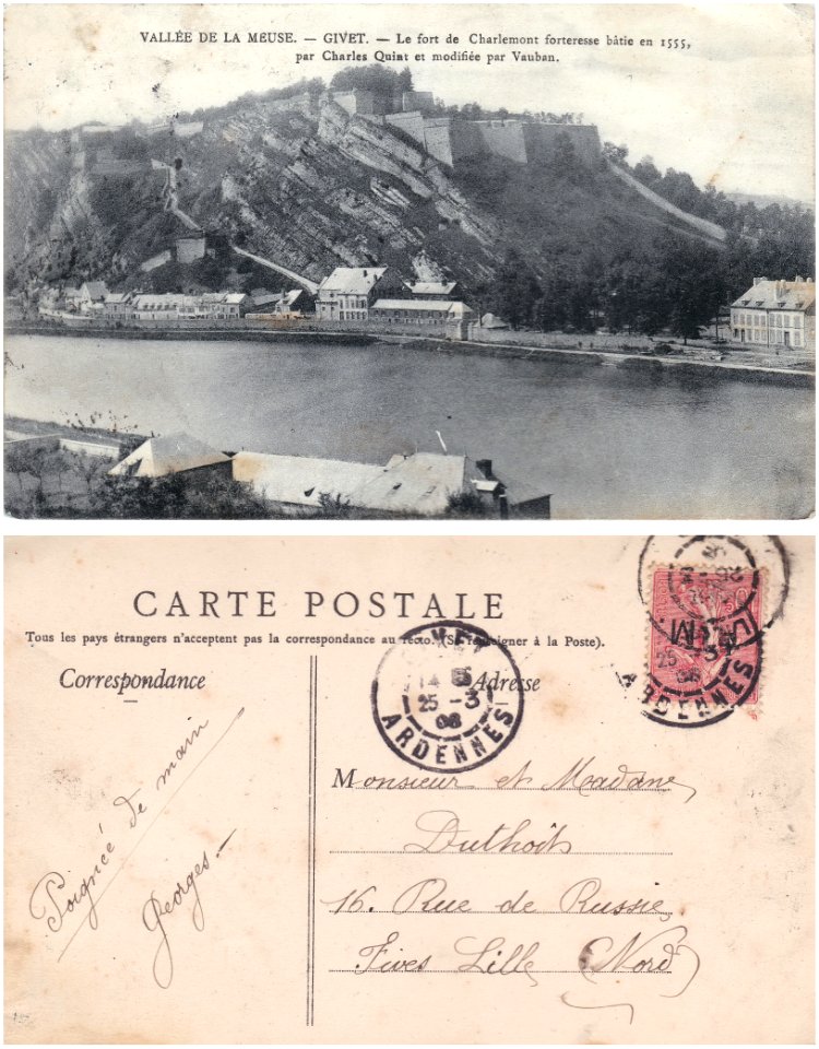 Vallée de la Meuse. — Givet. — Le fort de Charlemont forteresse bâtie en 1555,