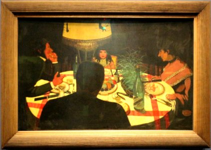 Félix vallotton, la cena, effetto di lampada, 1899