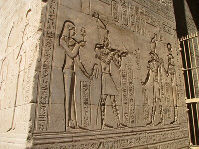 Temple hieroglyphics carving photo