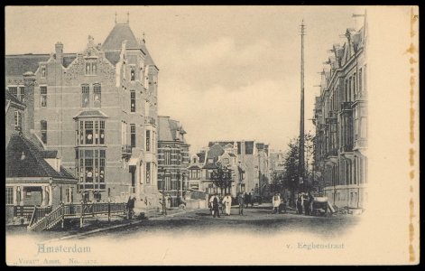 Van Eeghenstraat met op de achtergrond de Jacob Obrechtstraat. Uitgave Vivat, Amsterdam, Afb PBKD00049000005 photo