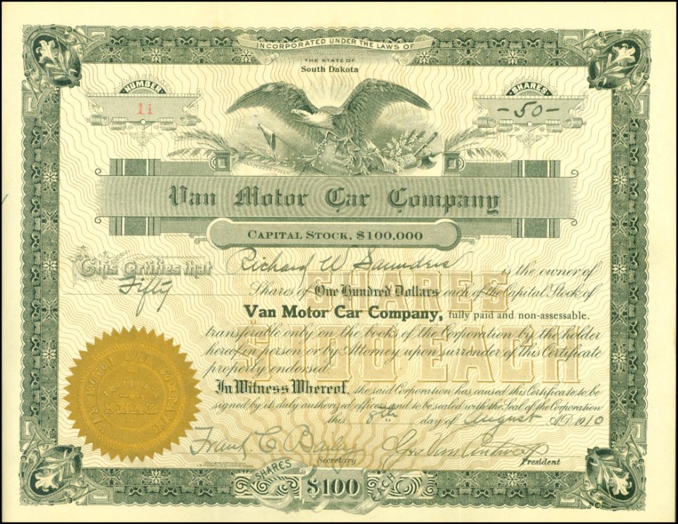 Van Motor Car Company 1910