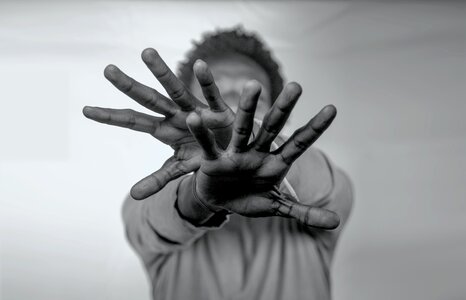 Hand man white background