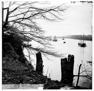 Varina Landing, Virginia (vicinity). View of ships on James River. (Near here Gen. Ord's 18th Army Corps crossed the James) LOC cwpb.02183 photo