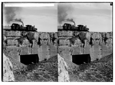 Various results of the war. Light railway crossing over ancient tombs. LOC matpc.05795