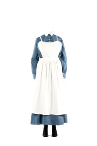 Vardagsklänning för husjungfrun, blus och kjol i ljusblått bomullstyg s.k. skötersketyg - Hallwylska museet - 89138 photo