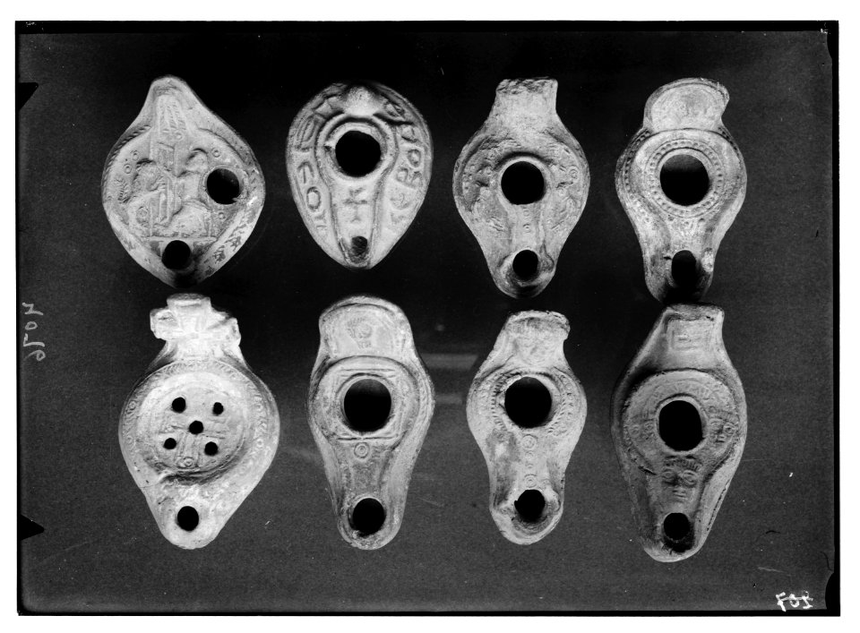 Various subjects of archaeological interest. Pottery virgin lamps. Matt 25-1. Byzantine type. LOC matpc.03015