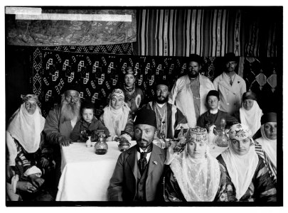 Various types, etc. Bokhara (i.e., Bukharan) Jews on Feast of Tabernacles (Sukkot). LOC matpc.05651