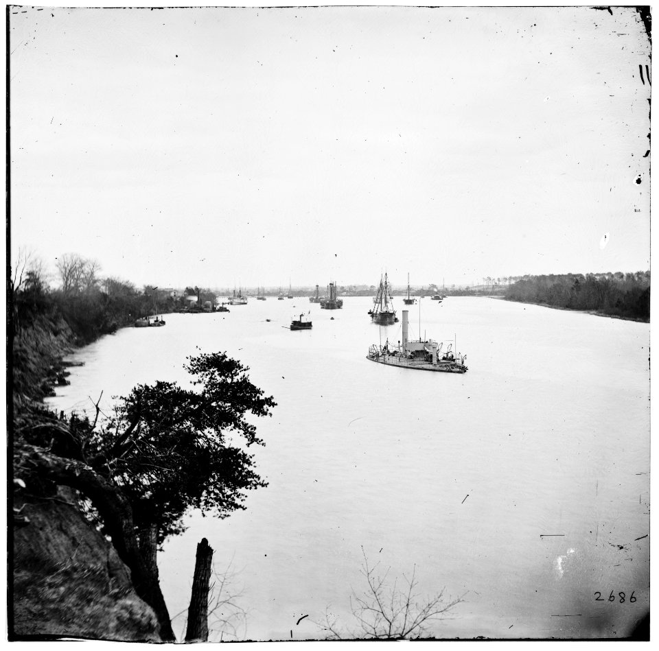 Varina Landing, Virginia (vicinity). View of ships on James River. (Where Gen. Ord's 18th Army Corps crossed the James) LOC cwpb.02178