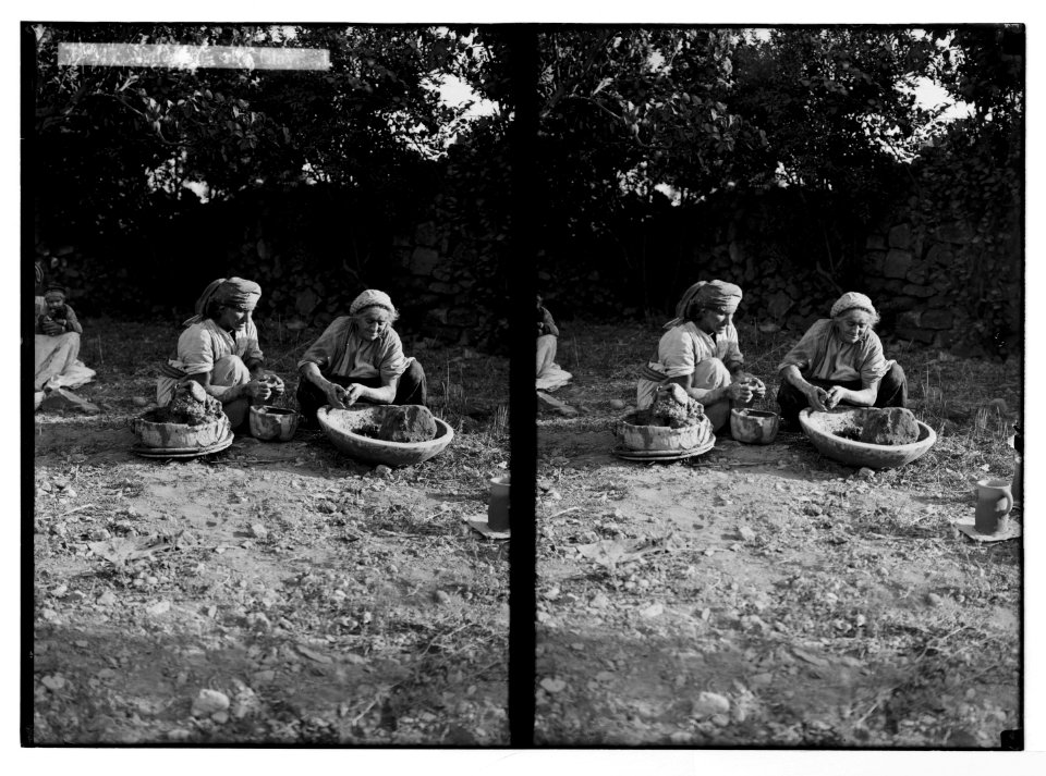 Various types, etc. Kneading the clay. LOC matpc.05642