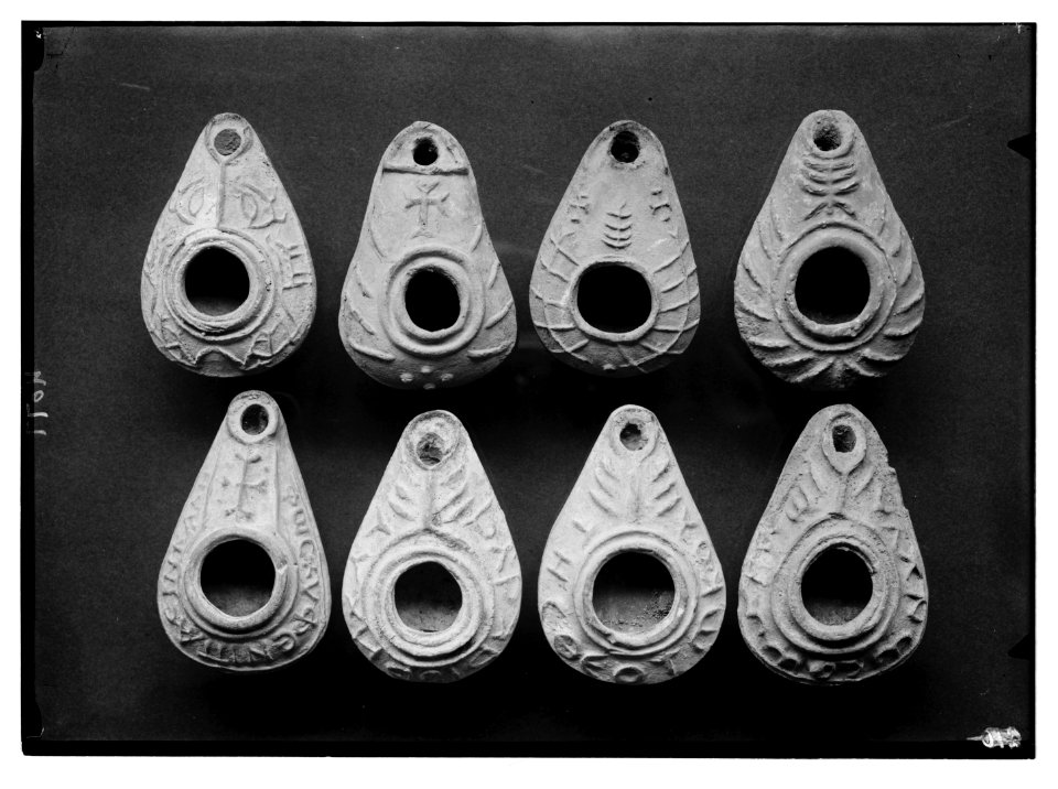 Various subjects of archaeological interest. Pottery virgin lamps. Matt 25-1. Early Christian type. LOC matpc.03016