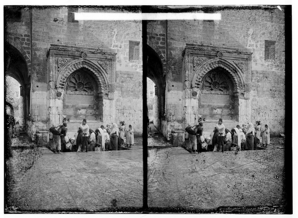 Various views inside the city (Jerusalem). Ancient public fountains. LOC matpc.00909