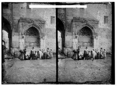 Various views inside the city (Jerusalem). Ancient public fountains. LOC matpc.00909