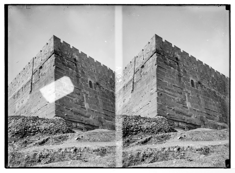 Various views of the city wall (Jerusalem). South eastern corner of city wall. LOC matpc.05074
