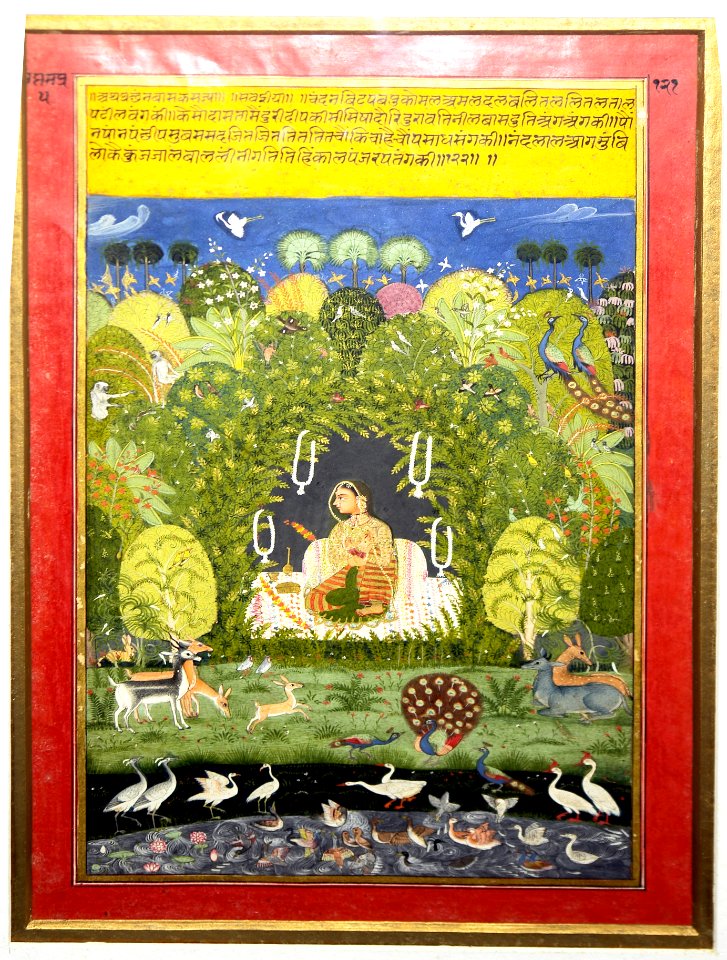 Vasakasajja Nayika decorates her bad with flowers and impatiently awaits the arrival of her lover, National Museum, New Delhi