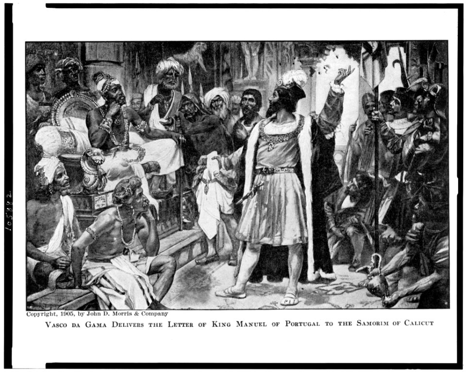 Vasco da Gama delivers the letter of King Manuel of Portugal to the Samorim of Calicut LCCN92513908