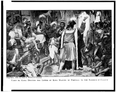 Vasco da Gama delivers the letter of King Manuel of Portugal to the Samorim of Calicut LCCN92513908