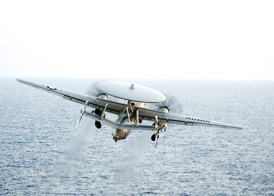 VAW-121 E-2C Hawkeye launching from USS Dwight D. Eisenhower (CVN-69) 130513-N-QE183-163