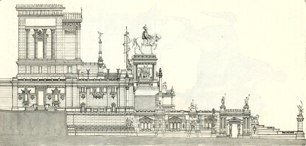 Veduta laterale del Monumento nazionale a Vittorio Emanuele II