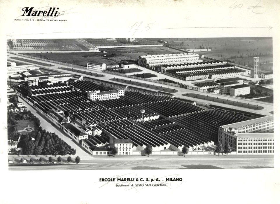 Veduta aerea degli stabilimenti Ercole Marelli & C. spa di Sesto San Giovanni, 1953 - san dl SAN IMG-00002610