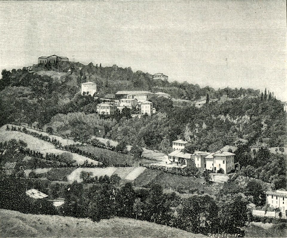 Veduta di Mezzaratta da San Michele in Bosco xilografia