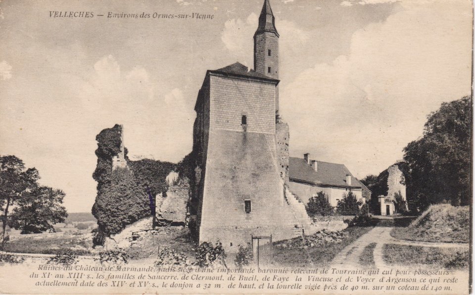 Vellèches - Ruines château de Marmande (CP)